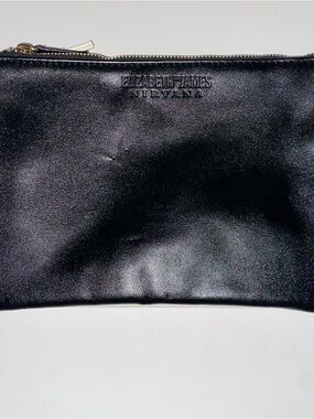 Elizabeth and James Black Leather Toiletry Pouch